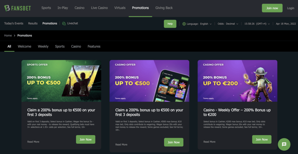 FansBet Casino Boni